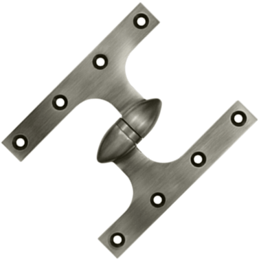 6 Inch x 5 Inch Solid Brass Olive Knuckle Hinge (Antique Nickel Finish)