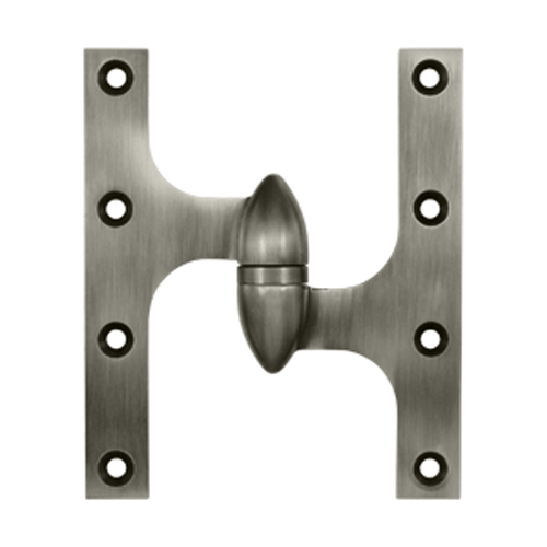 6 Inch x 5 Inch Solid Brass Olive Knuckle Hinge (Antique Nickel Finish)