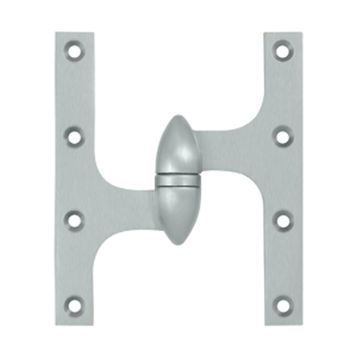 DELTANA 6 Inch x 5 Inch Solid Brass Olive Knuckle Hinge Brushed Chrome Finish