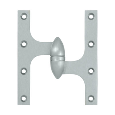 6 Inch x 5 Inch Solid Brass Olive Knuckle Hinge Brushed Chrome Finish