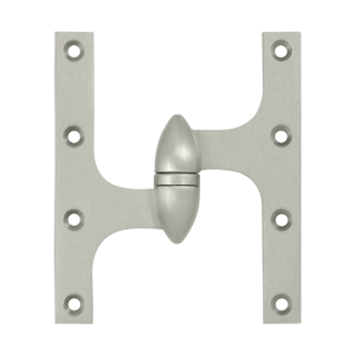 DELTANA 6 Inch x 5 Inch Solid Brass Olive Knuckle Hinge Brushed Nickel Finish