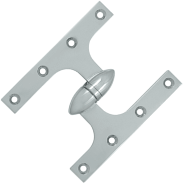 DELTANA 6 Inch x 5 Inch Solid Brass Olive Knuckle Hinge (Chrome Finish)