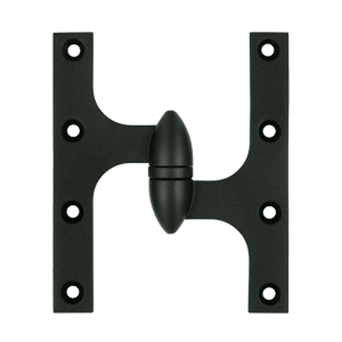 DELTANA 6 Inch x 5 Inch Solid Brass Olive Knuckle Hinge (Paint Black Finish)