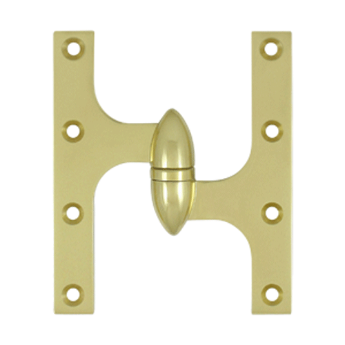 DELTANA 6 Inch x 5 Inch Solid Brass Olive Knuckle Hinge Polished Brass Finish