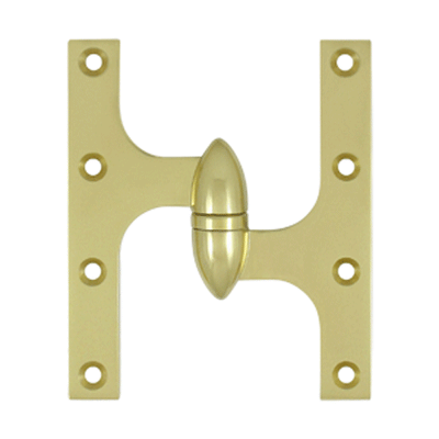 6 Inch x 5 Inch Solid Brass Olive Knuckle Hinge Polished Brass Finish