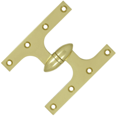 DELTANA 6 Inch x 5 Inch Solid Brass Olive Knuckle Hinge (Polished Brass Finish)