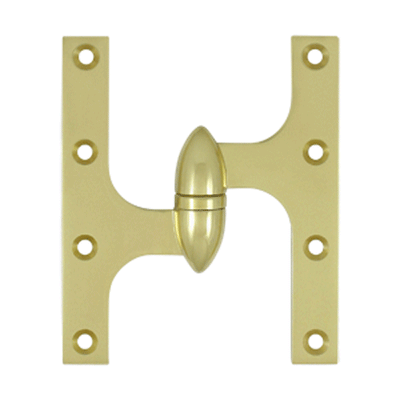 6 Inch x 5 Inch Solid Brass Olive Knuckle Hinge (Polished Brass Finish)