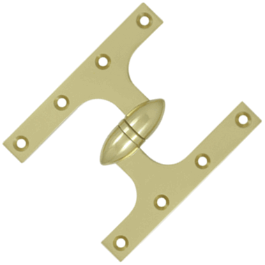 6 Inch x 5 Inch Solid Brass Olive Knuckle Hinge (Unlacquered Brass Finish)