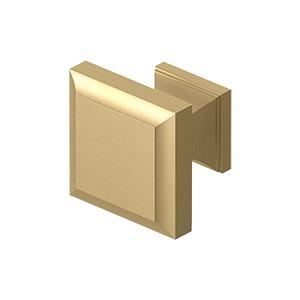 DELTANA 1 3/16 Inch Solid Brass Decorative Square Cabinet & Furniture Knob (Several Finishes Available)