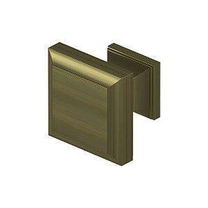 DELTANA 1 3/16 Inch Traditional Solid Brass Decorative Square Knob (Several Finishes Available)