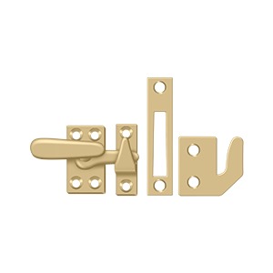 DELTANA 1 5/8 Inch Solid Brass Window Lock Casement Fastener (Brushed Brass Finish)