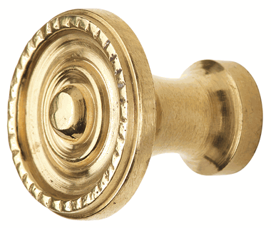 1 1/8 Inch Solid Brass Art Deco Circle Cabinet Knob (Polished Brass)