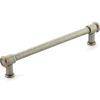 7 Inch (6 Inch c-c) Steamworks Cabinet Pull (Distressed Pewter / Copper Finish)