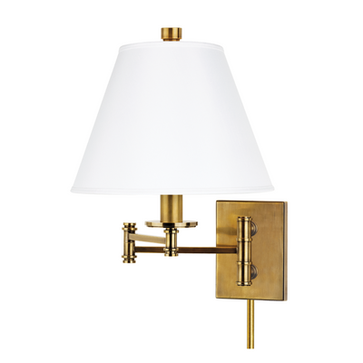 Claremont 1 Light Wall Sconce With Plug W/White Shade