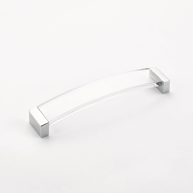 SCHAUB 9 1/4 Inch (8 3/4 Inch c-c) Positano Arched Clear Pull (Polished Chrome Finish)