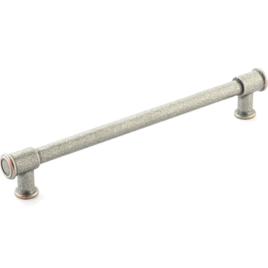 9 1/4 Inch (8 Inch c-c) Steamworks Cabinet Pull (Distressed Pewter / Copper Finish) SCHAUB