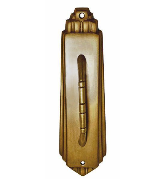 9 Inch Tall Art Deco Style Brass Pull Plate (Antique Brass Finish)
