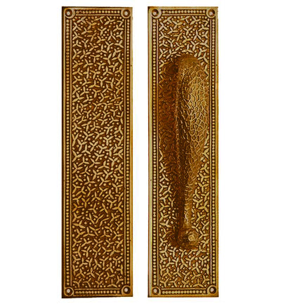 12 Inch Solid Brass Rice Pattern Door Pull and Push Plate (Antique Brass Finish)