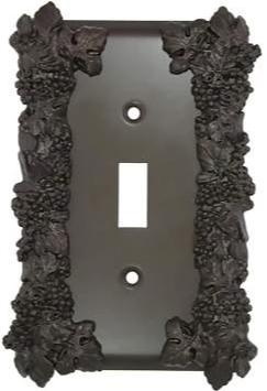 Grapes & Floral Wall Plate (Oil Rubbed Bronze Finish)