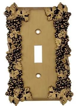 Grapes & Floral Wall Plate (Antique Brass Gold Finish)