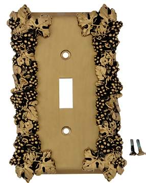 Grapes & Floral Wall Plate (Antique Brass Gold Finish)
