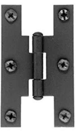 Pair of 3 Inch Tall H Style Hinges (Solid Iron, Flush Mount)