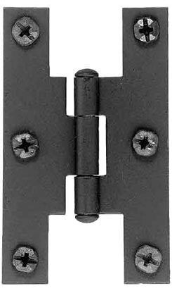 Pair of 3 Inch Tall H Style Hinges (Solid Iron, Offset)