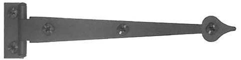6 1/2 Inch Cast Iron Strap Hinge: Pair of Black Matte Iron Strap Hinges (Offset)
