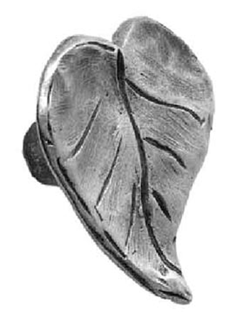 1 5/8 Inch Solid Pewter Knob: Dogwood Leaf (Satin Pewter Finish)