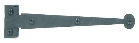 Pair 6 Inch Solid Rough Iron Bean Tip Strap Hinges Matte Black Finish (Offset)