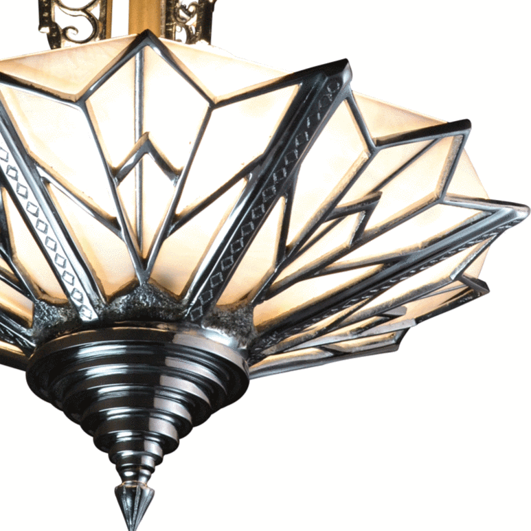 17 Inch Classic Art Deco Close Ceiling Light Pink Champagne Glass (Several Finishes Available)