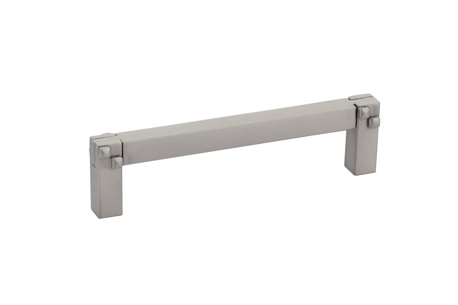 4 3/8 Inch (4 Inch c-c) Solid Brass Mortise & Tenon Pull (Satin Nickel Finish)