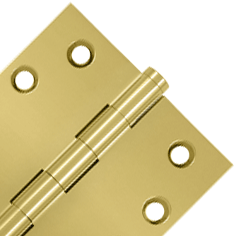 Pair 4 Inch X 4 Inch Solid Brass Hinge Interchangeable Finials (Square Corner, PVD Polished Brass Finish)