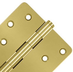 4 Inch X 4 Inch Solid Brass Zig-Zag Hinge (1/4 Radius Corner, PVD Polished Brass Finish)