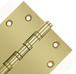 4 1/2 Inch X 4 1/2 Inch Solid Brass Four Ball Bearing Square Hinge (PVD Polished Brass Finish)