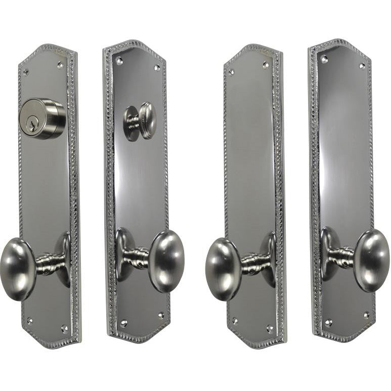 COPPER MOUNTAIN HARDWARE Georgian Roped Oval Deadbolt Entryway Set (Polished Chrome Finish)