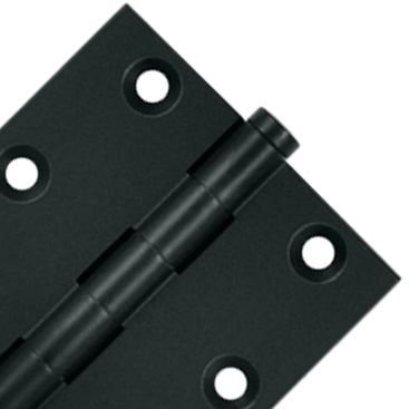 DELTANA 3 X 3 Inch Solid Brass Hinge Interchangeable Finials (Square Corner, Paint Black Finish)