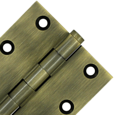 3 X 3 Inch Solid Brass Hinge Interchangeable Finials (Square Corner, Antique Brass Finish) DELTANA