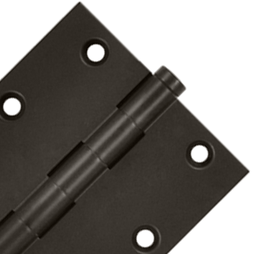 DELTANA 3 1/2 X 3 1/2 Inch Solid Brass Hinge Interchangeable Finials (Square Corner, Oil Rubbed Bronze Finish)