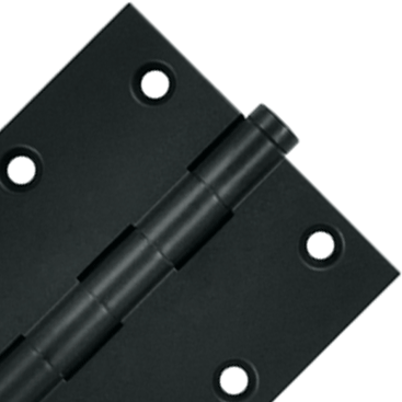 3 1/2 X 3 1/2 Inch Solid Brass Hinge Interchangeable Finials (Square Corner, Paint Black Finish) DELTANA