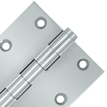 3 1/2 X 3 1/2 Inch Solid Brass Hinge Interchangeable Finials (Square Corner, Chrome Finish) DELTANA