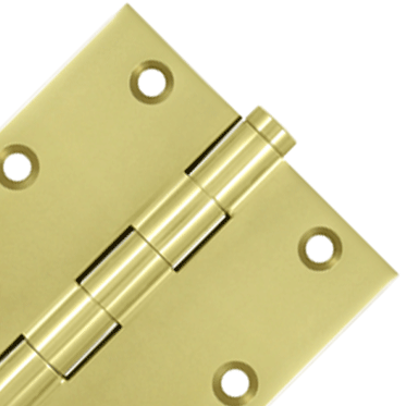 3 1/2 X 3 1/2 Inch Solid Brass Hinge Interchangeable Finials (Square Corner, Polished Brass Finish) DELTANA