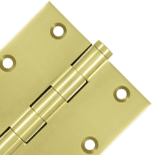 3 1/2 X 3 1/2 Inch Solid Brass Hinge Interchangeable Finials (Square Corner, Polished Brass Finish)