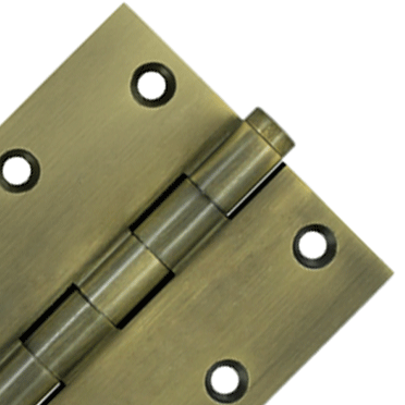 DELTANA 3 1/2 X 3 1/2 Inch Solid Brass Hinge Interchangeable Finials (Square Corner, Antique Brass Finish)