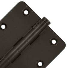 DELTANA Pair 3 1/2 Inch X 3 1/2 Inch Solid Brass Hinge Interchangeable Finials (1/4 Radius Corner, Oil Rubbed Bronze Finish)