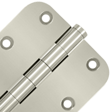 DELTANA Pair 3 1/2 Inch X 3 1/2 Inch Solid Brass Hinge Interchangeable Finials (5/8 Radius Corner, Polished Nickel Finish)