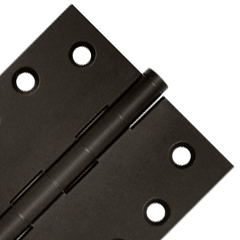 Pair 4 Inch X 4 Inch Solid Brass Hinge Interchangeable Finials (Square Corner, Oil Rubbed Bronze Finish)