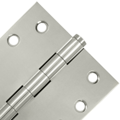 Pair 4 Inch X 4 Inch Solid Brass Hinge Interchangeable Finials (Square Corner, Polished Nickel Finish) DELTANA