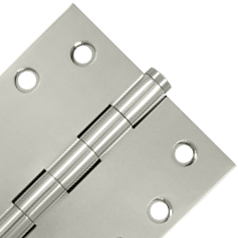 Pair 4 Inch X 4 Inch Solid Brass Hinge Interchangeable Finials (Square Corner, Polished Nickel Finish)