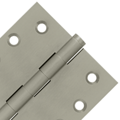 Pair 4 Inch X 4 Inch Solid Brass Hinge Interchangeable Finials (Square Corner, Brushed Nickel Finish) DELTANA